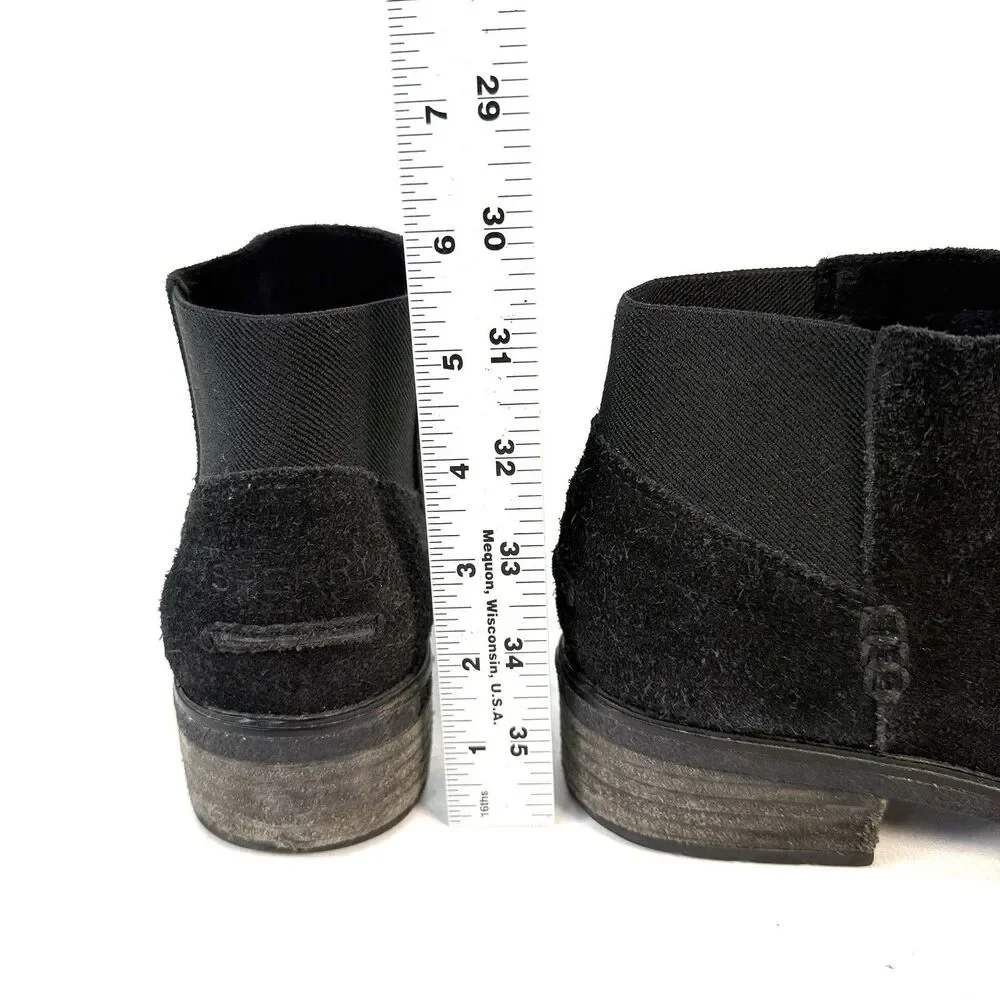 Sperry Top-Sider Women's Maya Lani Suede Chelsea Ankle Booties Black Sz 9.5